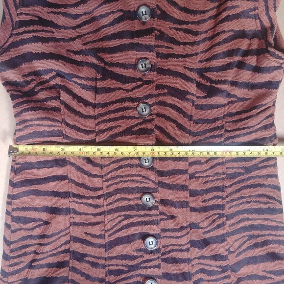 Free People animal print brown black tiger stripe mini dress button down Small - Picture 12 of 16